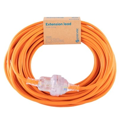 Pacvac 20m extension cord 1mm,10A, 3 core